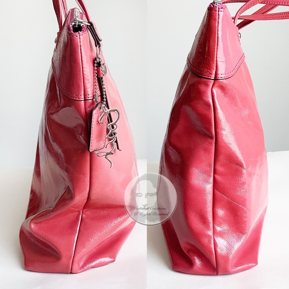 Coach Tote Bag Laura Style F18900 Pink Patent Leather with CC Logo - Picture 6 of 11
